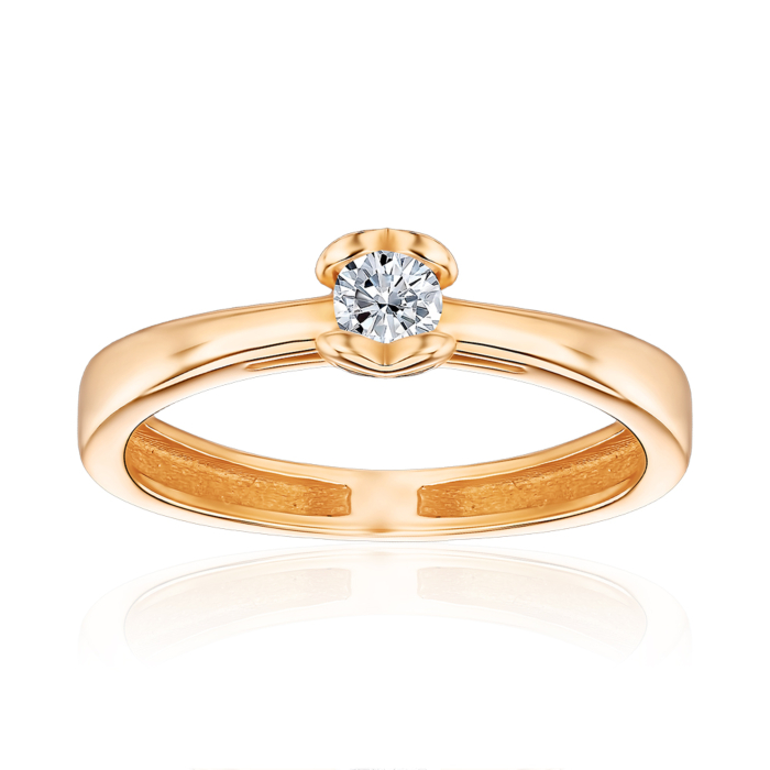 Кольцо из красного золота с фианитом 1191358101