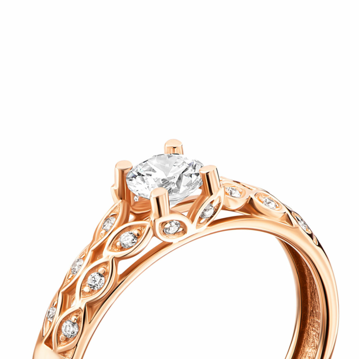 Золота каблучка з фіанітами. Артикул UG5119156010101