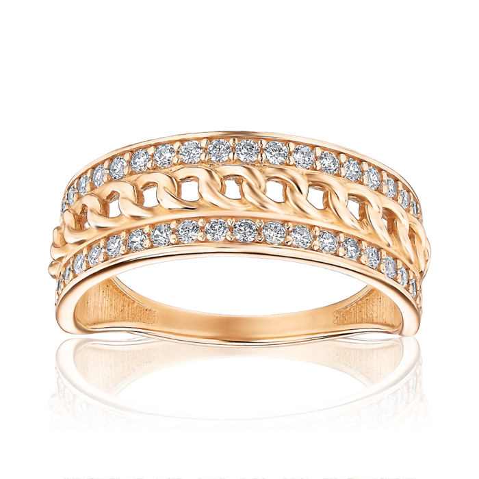 Золота каблучка з фіанітами. Артикул 1191615101