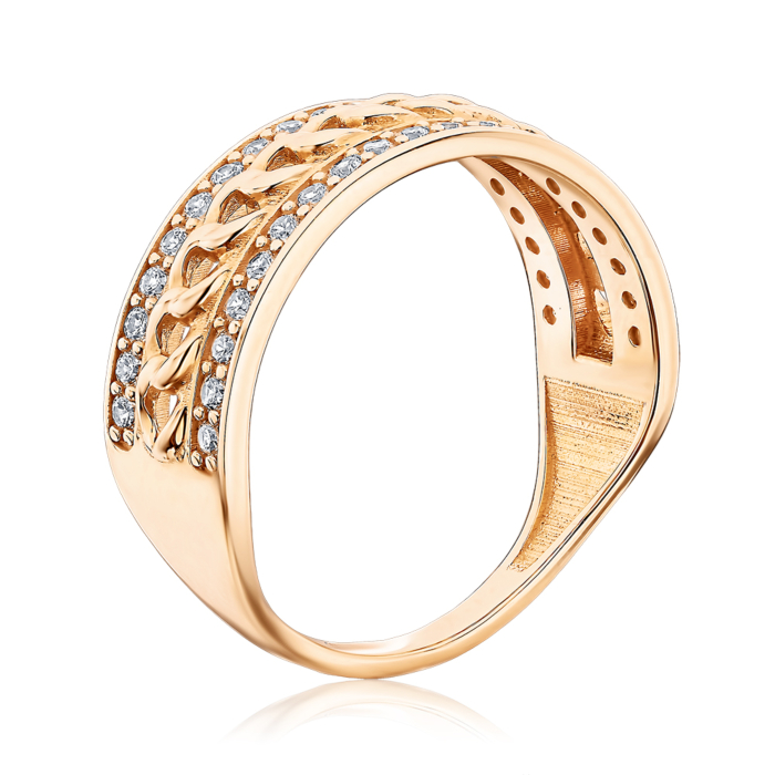 Золота каблучка з фіанітами. Артикул 1191615101