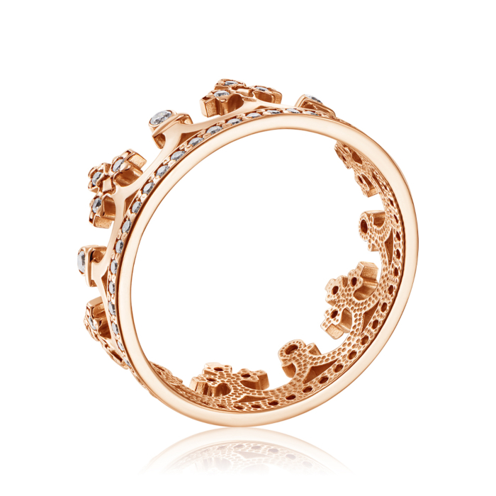 Золотое кольцо «Корона» с фианитами. Артикул 11920