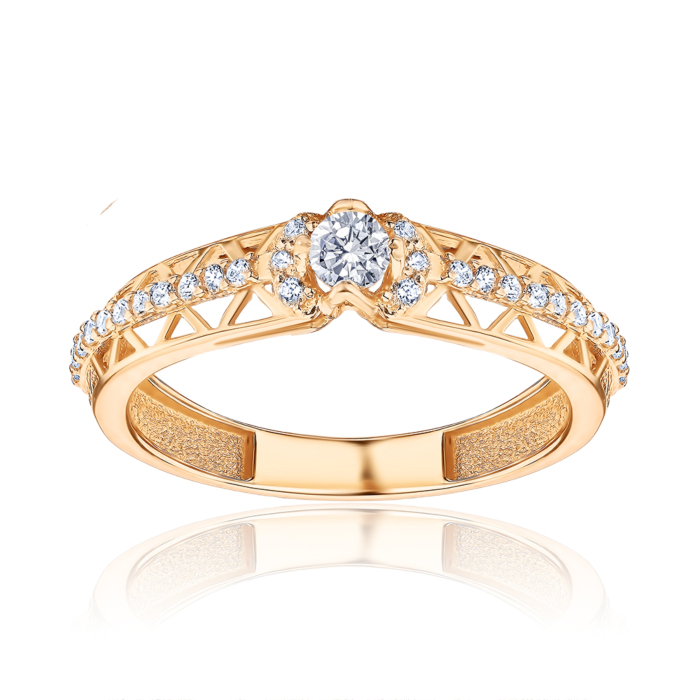 Золота каблучка з фіанітами 1192002101