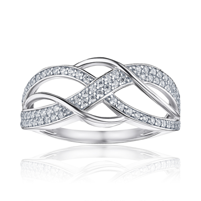 Кольцо из белого золота с фианитами 1192003102-R/02/1