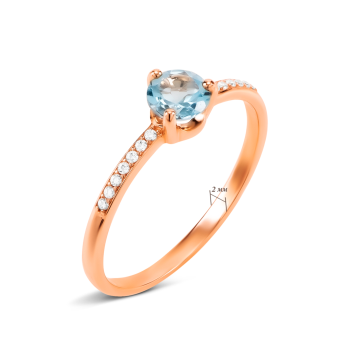 Золотое кольцо с топазом и фианитамию. Артикул UG5119203210109топ