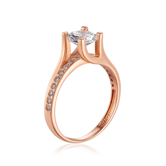 Золота каблучка з фіанітами. Артикул 11963/01/0/87