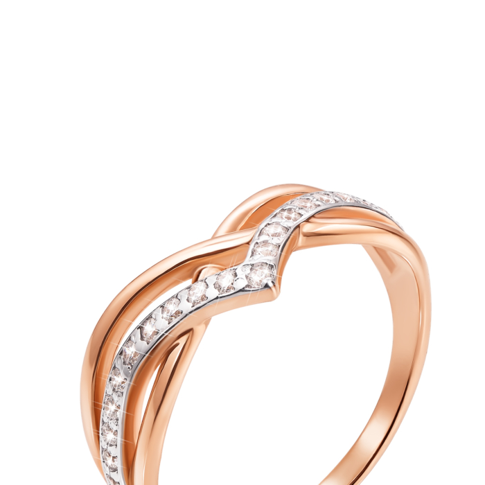 Золота каблучка з фіанітами. Артикул 11976