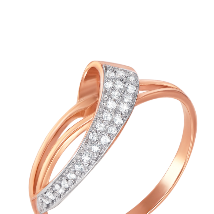 Золота каблучка з фіанітами. Артикул 11995 с