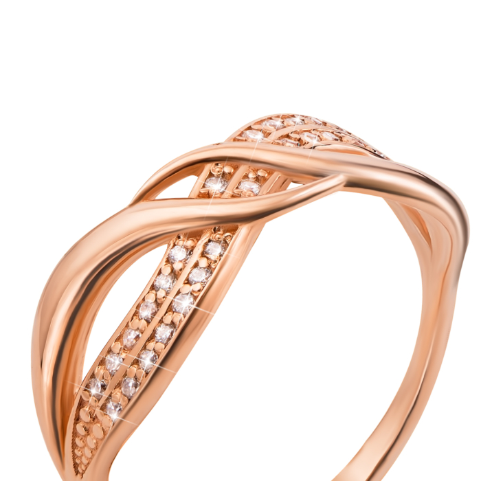 Золотое кольцо с фианитами. Артикул 11996