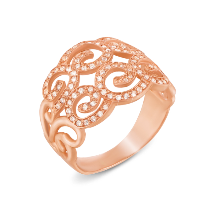 Золота каблучка з фіанітами. Артикул 12020