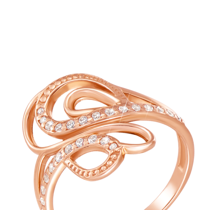 Золотое кольцо с фианитами. Артикул 12021