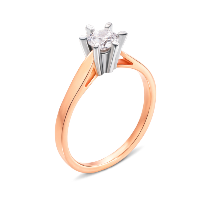 Золотое кольцо с фианитом. Артикул 12036