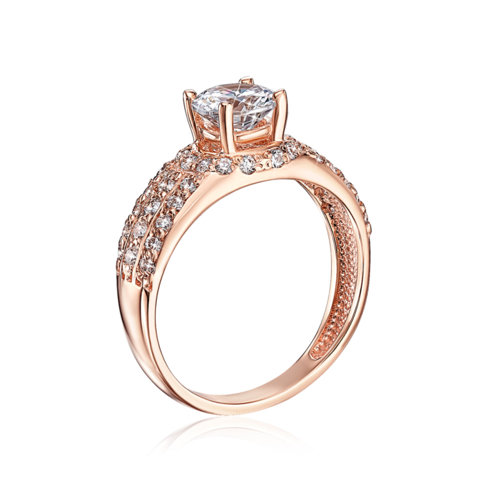 Золотое кольцо с фианитами. Артикул 12044