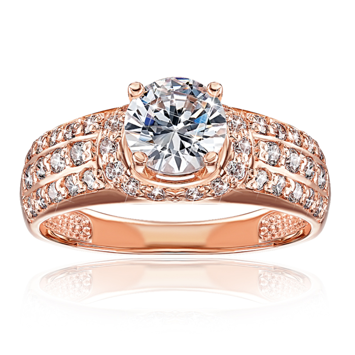 Золотое кольцо с фианитами. Артикул 12044