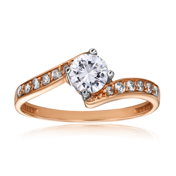 Золотое кольцо с фианитами. Артикул 12047