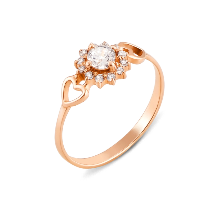 Золота каблучка з фіанітами. Артикул 12052