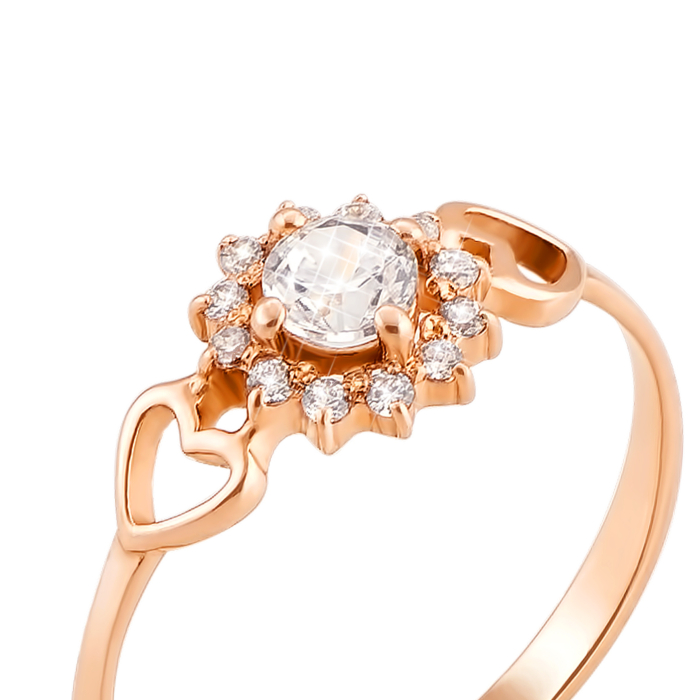 Золота каблучка з фіанітами. Артикул 12052