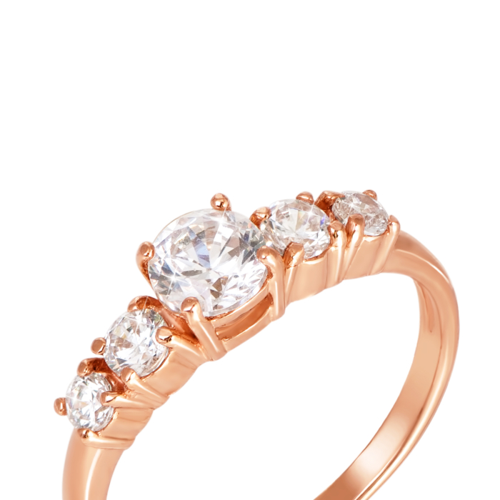 Золотое кольцо с фианитами. Артикул 12061