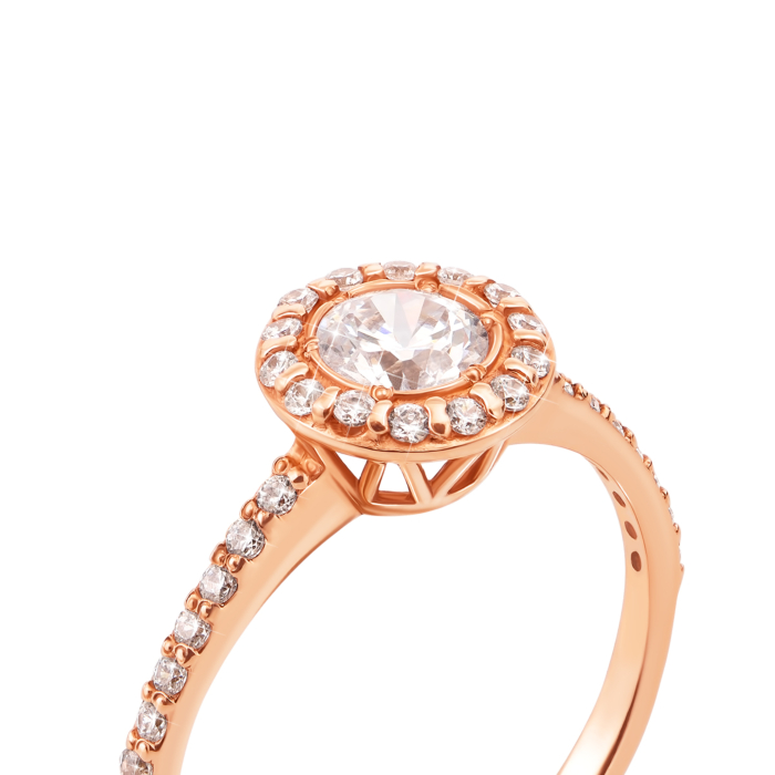 Золота каблучка з фіанітами. Артикул 12070