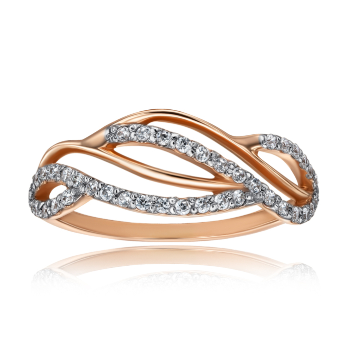 Золотое кольцо с фианитами. Артикул 12079/01/1/1