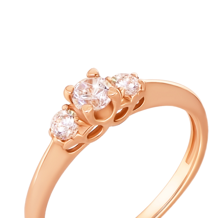 Золотое кольцо с фианитами. Артикул 12101 с