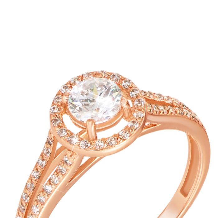 Золота каблучка з фіанітами. Артикул 12110