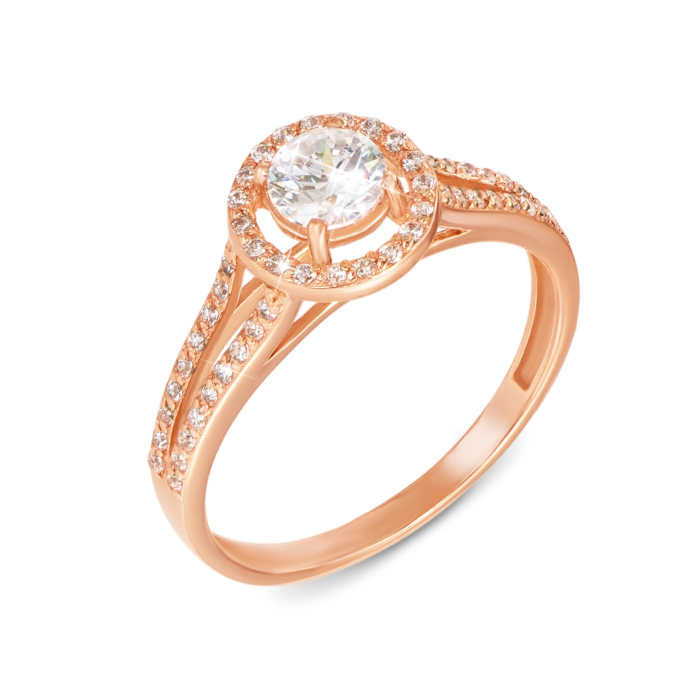 Золота каблучка з фіанітами. Артикул 12110