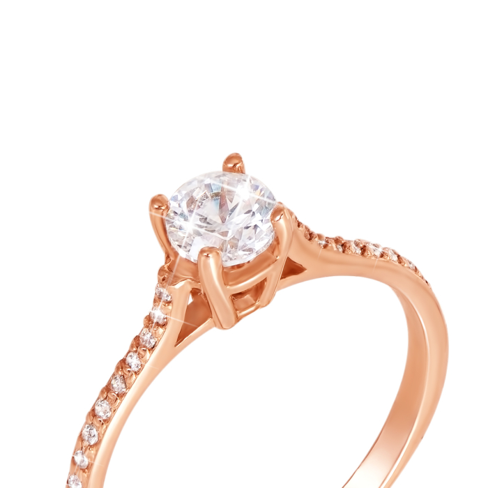 Золотое кольцо с фианитами. Артикул 12124