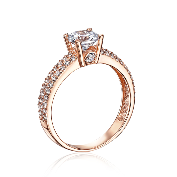 Золотое кольцо с фианитами. Артикул 12126