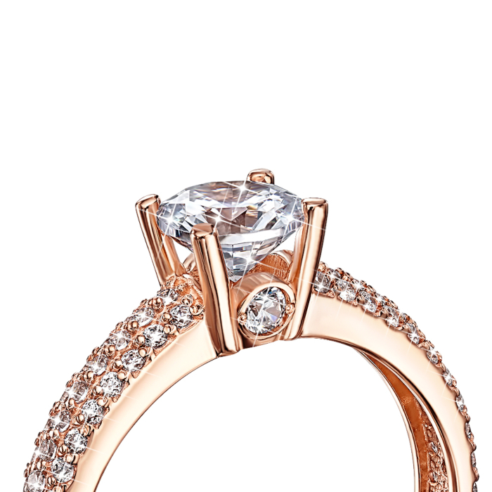 Золотое кольцо с фианитами. Артикул 12126