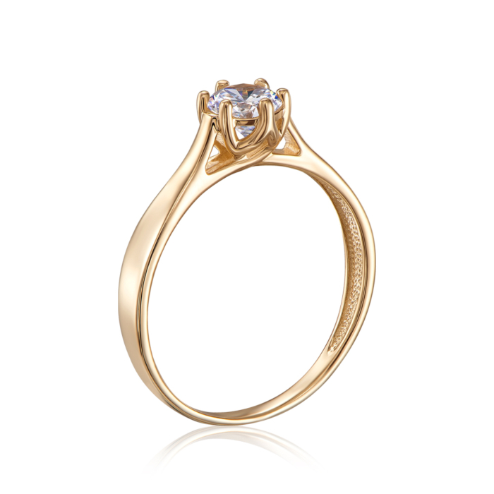 Золотое кольцо с фианитом. Артикул 12138/eu