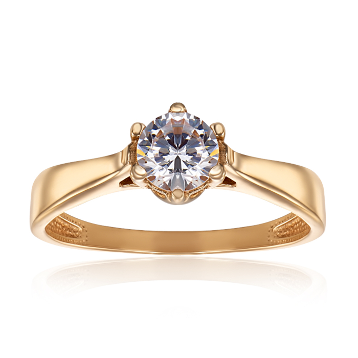 Золотое кольцо с фианитом. Артикул 12138/eu