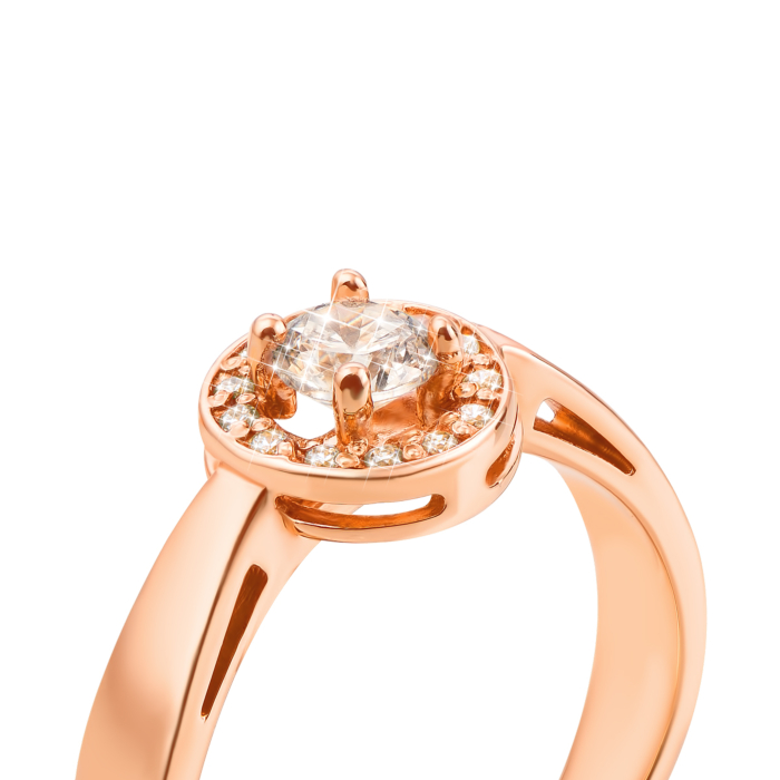 Золота каблучка з фіанітами. Артикул 12140 сп