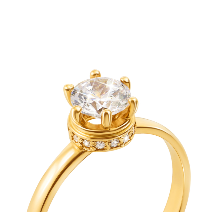 Золота каблучка з фіанітами. Артикул 12144/eu