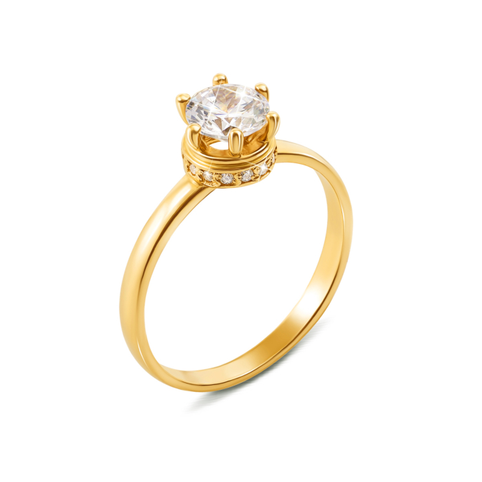 Золота каблучка з фіанітами. Артикул 12144/eu