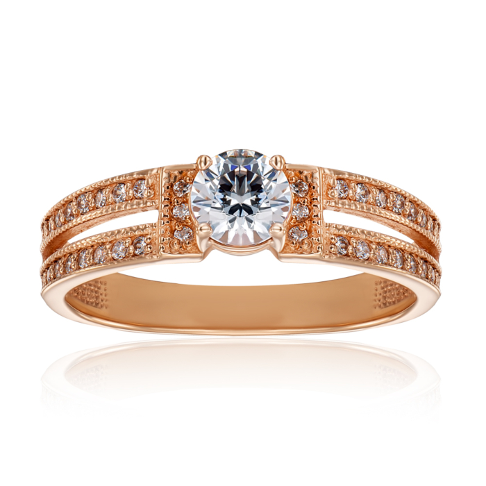 Золота каблучка з фіанітами. Артикул 12148 с