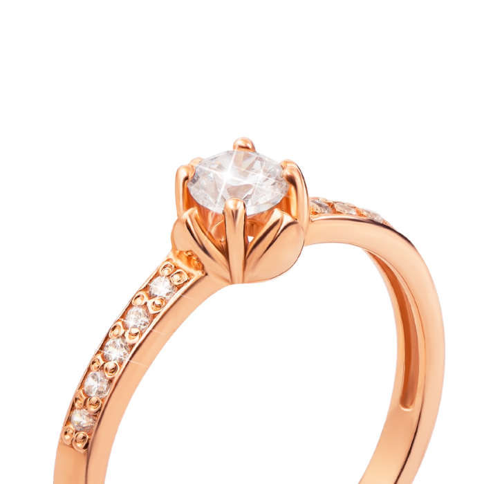 Золотое кольцо с фианитами. Артикул 12155 с