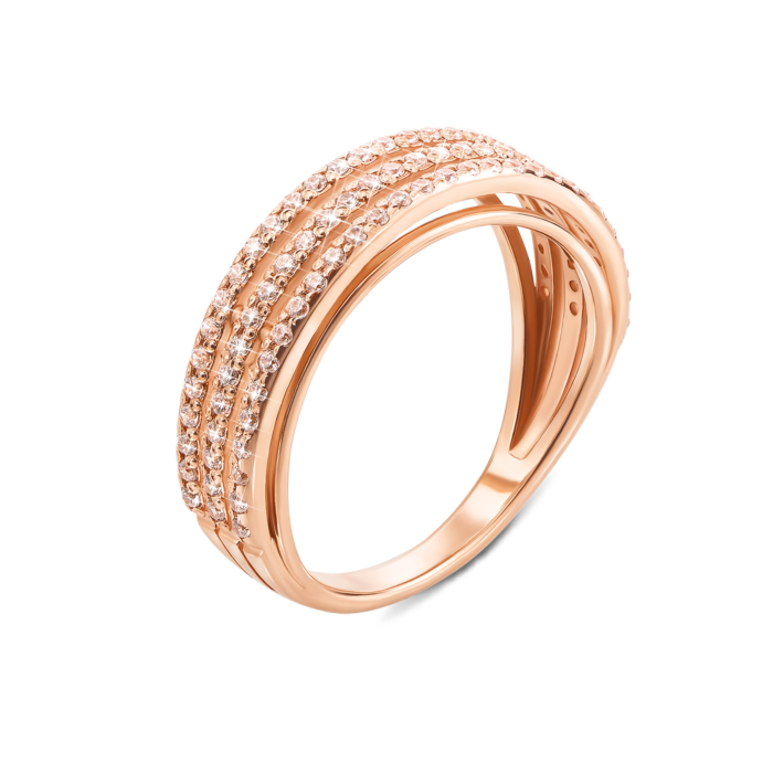 Золота каблучка з фіанітами. Артикул 12162