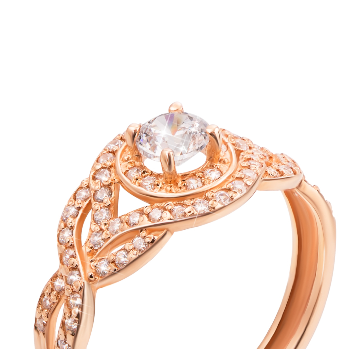 Золота каблучка з фіанітами. Артикул 12163 с