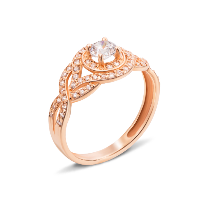 Золота каблучка з фіанітами. Артикул 12163 с