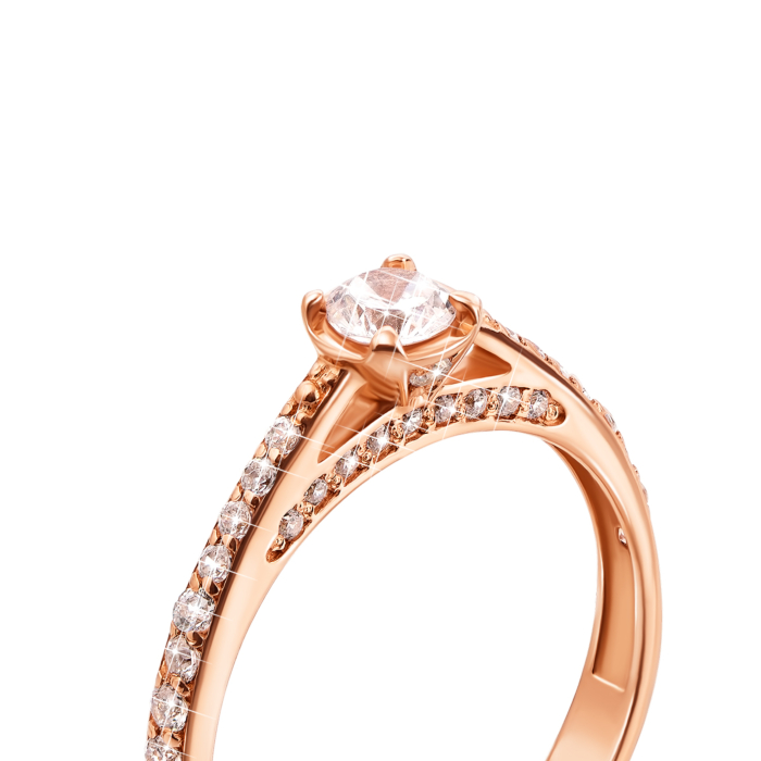 Золота каблучка з фіанітами. Артикул 12166