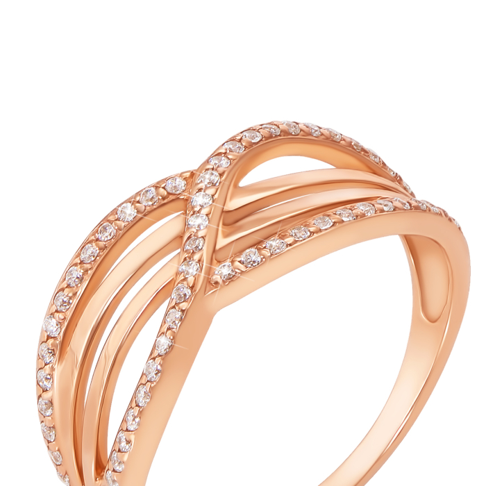 Золотое кольцо с фианитами. Артикул 12185 с