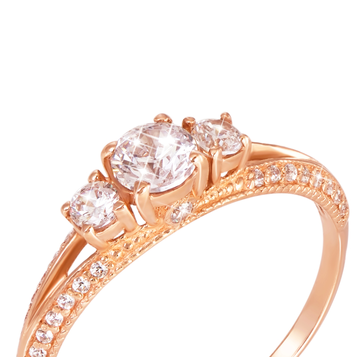 Золота каблучка з фіанітами. Артикул 12190