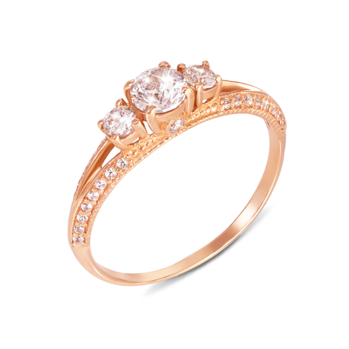 Золота каблучка з фіанітами. Артикул 12190