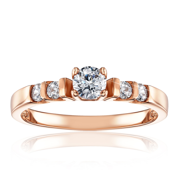 Золотое кольцо с фианитами. Артикул 12193