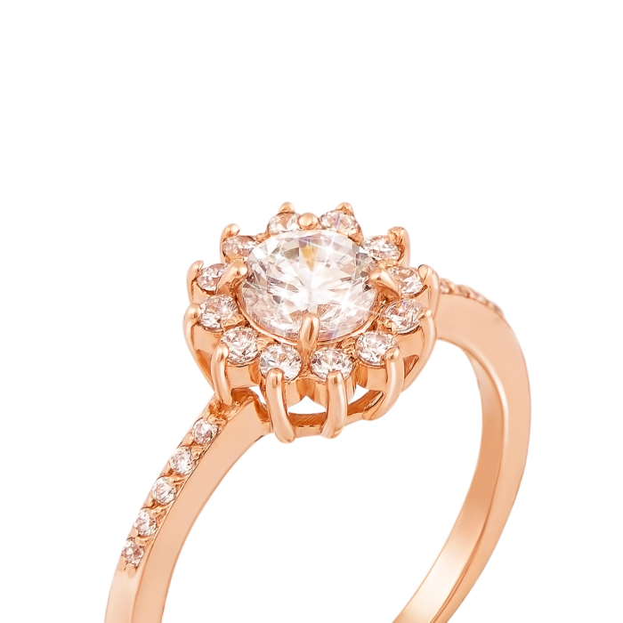 Золотое кольцо с фианитами. Артикул 12196 сп