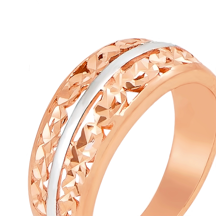 Золота каблучка з алмазною гранню. Артикул 12204