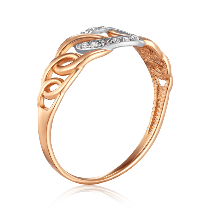 Золотое кольцо с фианитами. Артикул 12232