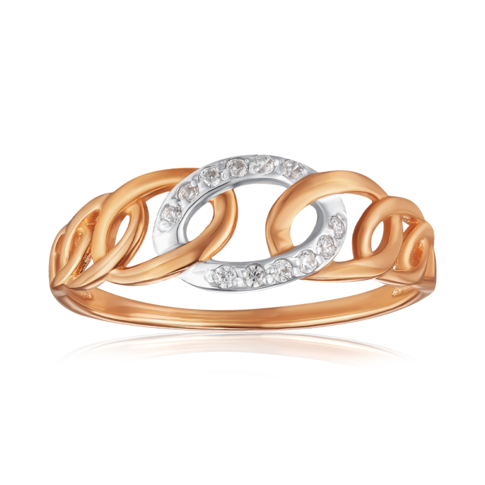 Золота каблучка з фіанітами. Артикул 12232