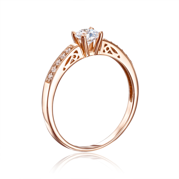 Золотое кольцо с фианитами. Артикул 12239