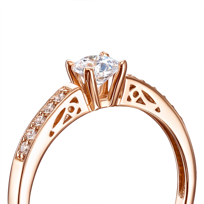 Золотое кольцо с фианитами. Артикул 12239